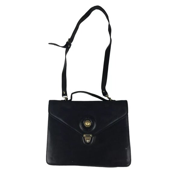 Marchino Via Moda Womens Black Leather Top Handle Adjustable Strap Crossbody Bag - Picture 1 of 10